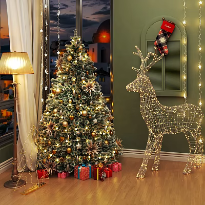 Christmas holiday ornaments Christmas tree reindeer 3d model