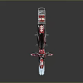 Red And White Sporty Snowmobile With Tracks And Skis For Snowy Terrain