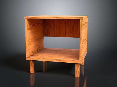 Wooden Entryway Side Cabinet With Open Shelf Natural Wood Tone And Sturdy Legs 3d model