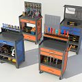 Industrial Tool Cabinets With Multiple Drawers Tool Racks And Colored Storage Bins 3d model