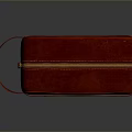 Red Leather Toiletry Bag With Strap And Stitched Details For Daily Use