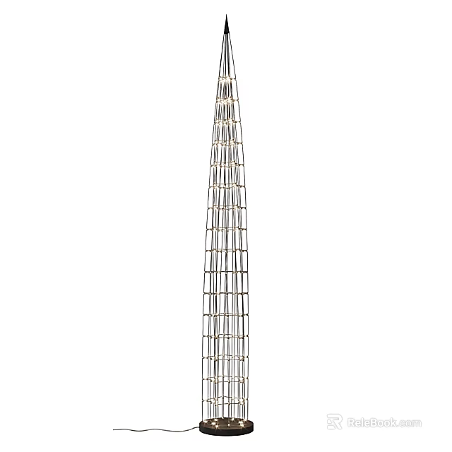 Tall Modern Wireframe Floor Lamp With Geometric Grid Design Structure 3d model 
