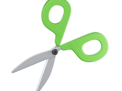 Household Scissors With Green Handle And Silver Sharp Blades For Everyday Use 3d model