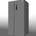 Modern Double Door Refrigerator Freezer With Metallic Gray Finish And Control Panel 3d model