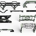 Futuristic Sci-Fi Mechanical Framework Design With Black Green Geometric Components