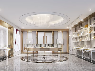 Light Luxury Jewelry Store Showroom 3d model
