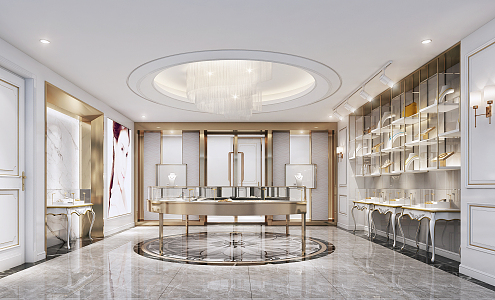 Light Luxury Jewelry Store Showroom 3d model