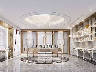 Light Luxury Jewelry Store Showroom 3d model