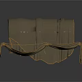 Brown Fabric Decorative Components With Pleated Design And Gold Trim Details