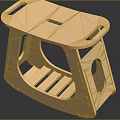 Light Brown Modern Minimalist Wooden Stool With Hollow Curved Legs And Small Seat Holes