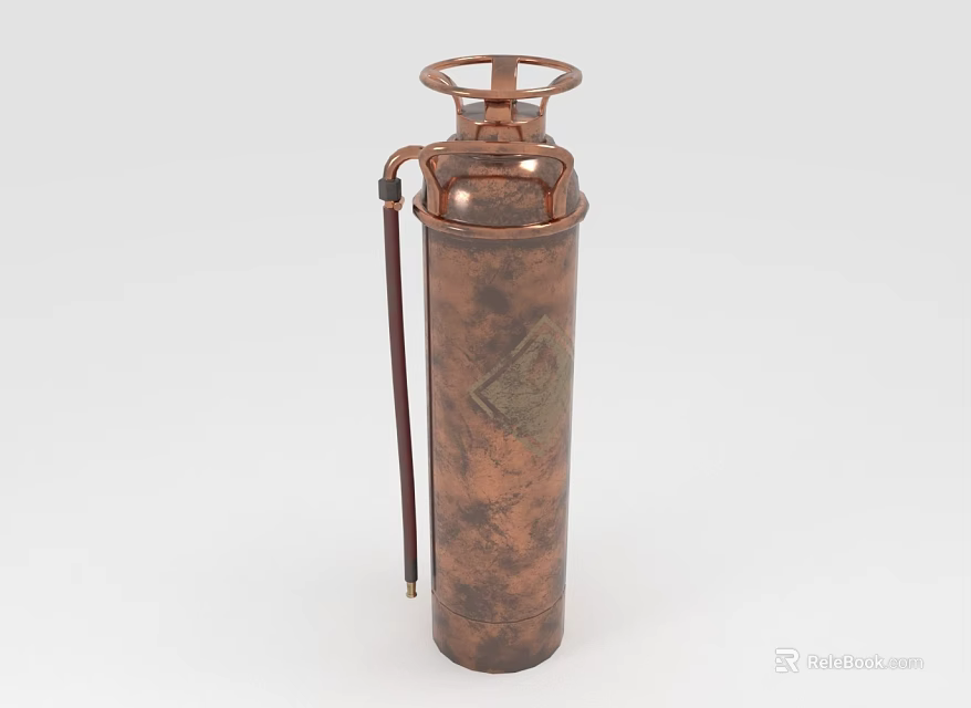 Vintage Copper Fire Extinguisher With Classic Design And Leather Strap 3d model 