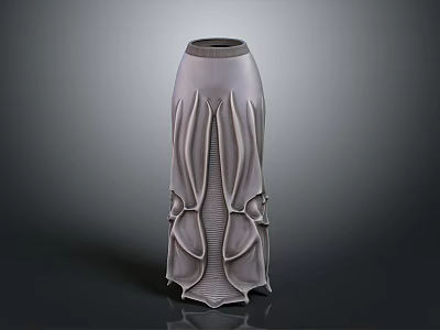 Modern Decorative Vase With Unique Sculptural Texture And Gray Surface 3d model