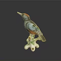 Colorful Bird Figurine With Detailed Feathers On Green White Branch Base