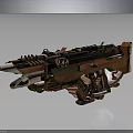 Vintage Mechanical Weapon 3D Model With Copper Green Finish And Detailed Texture