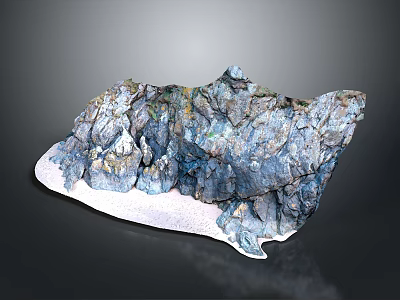 Natural Rock Specimen With Colorful Blue Gray Textures And White Base 3d model