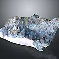 Natural Rock Specimen With Colorful Blue Gray Textures And White Base