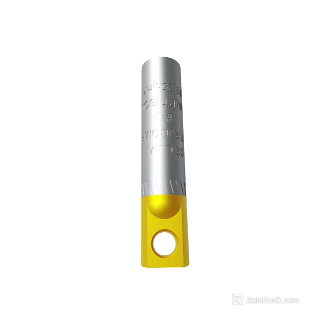 Industrial Metal Cutting Tool With Silver Body Yellow Handle Circular Hole And Rounded Tip 3d model 