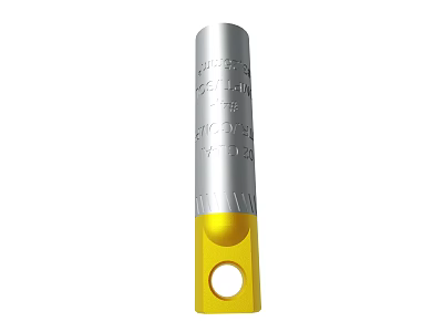 Industrial Metal Cutting Tool With Silver Body Yellow Handle Circular Hole And Rounded Tip 3d model