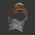 Medieval Style Armor Breastplate With Red Shoulder Plates And Intricate Silver Carvings