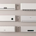 Various Wall Mounted Air Conditioner Fans With Remote Controls And Modern Design 3d model
