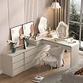 Modern Vanity Table Interior Design With Drawers Mirror White Chair And Window View 3d model