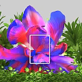 Stunning Vibrant Purple and Pink Flower with Lush Green Leaves and Plants