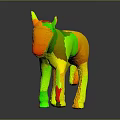 Vintage Yellow And Brown Donkey Figurine In Standing Pose With Decorative Details