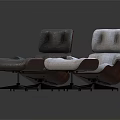 Modern Lounge Chair Set with Light Gray Fabric and Silver Leather Ottoman Design
