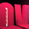 Red LOVE Letter Art Installation with Silhouette Figures and Dots for Valentines Day