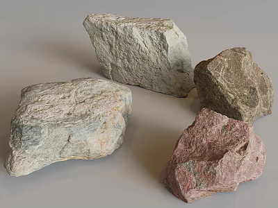 Natural Shaped Rockery Stones In Various Colors For Garden Decoration 3d model