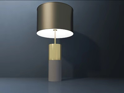 Modern Table Lamp With Black Lampshade Gold Gray Base And Warm Illumination 3d model