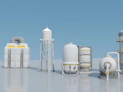 Industrial Tank Science Fiction Item Science Fiction Container Equipment Operation Desk Operation Room Drilling Equipment Storage Box Isolation Board Ventilation Equipment 3d model