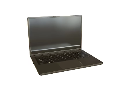 Sleek Black Modern Laptop With Open Screen And Full Keyboard Design 3d model