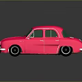 Pink Toy Car Small Sedan With Green Windows On Gray Reflective Surface