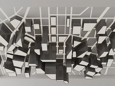 Modern Geometric Ceiling Design With 3D Black White Cubes And Grid Structure 3d model