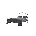 Double Bed With Metal Frame Floral Bed Sheets Gray And Green Pillows Purple Blanket