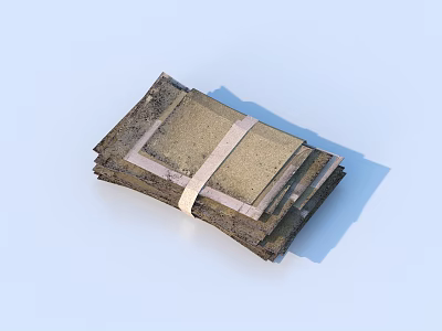Stacked Brown Cardboard Sheets Tied With White Straps For Household Supplies 3d model