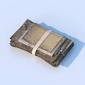 Stacked Brown Cardboard Sheets Tied With White Straps For Household Supplies