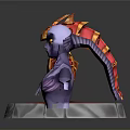 Shyvana Female Character Figurine With Red Horns Purple Skin Red Gold Decorations And Base
