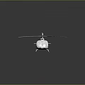 White Helicopter Model with Rotors and Transparent Cabin on Reflective Dark Background