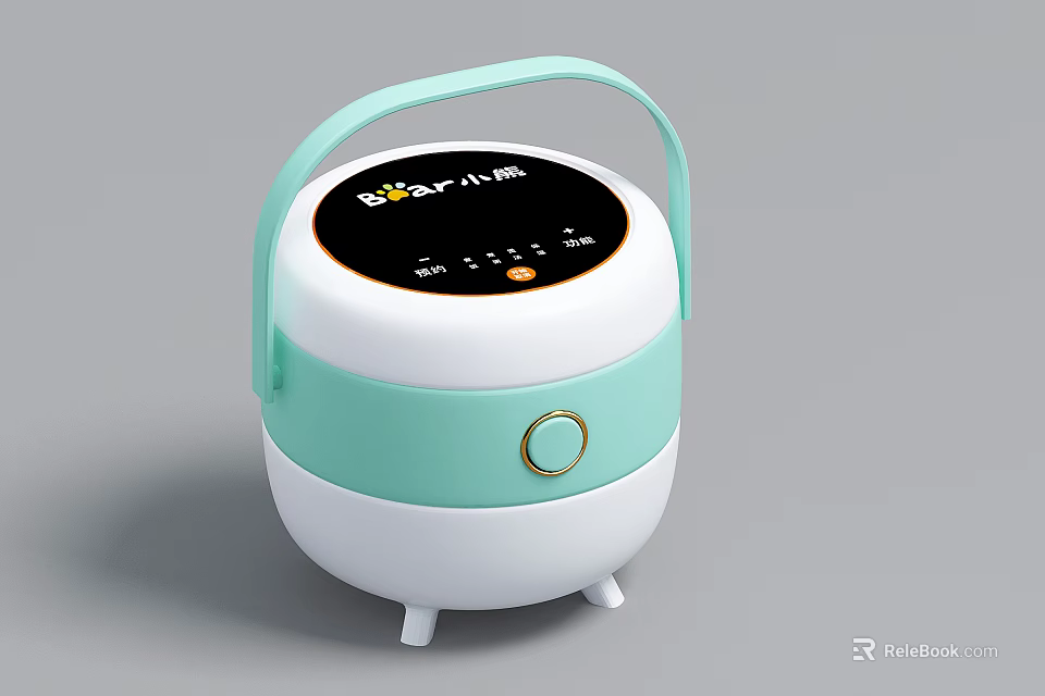 Bear Portable Electric Rice Cooker With Digital Display Blue Green White Design For Daily Use 3d model 