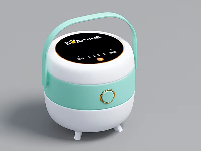 Bear Portable Electric Rice Cooker With Digital Display Blue Green White Design For Daily Use 3d model