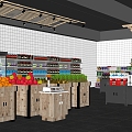 Modern Style Supermarket Stall Shelf Display Cabinet Simple Fresh Supermarket 3d model