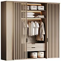 Modern Wardrobe Interior Design With Hanging Clothes Folded Linens And Storage Drawers