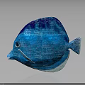 Artistic Blue Fish Character 3D Model With Textured Design And Shiny Scales