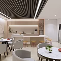 Modern Lounge Area Interior Design With Comfortable Seating Tables And Bookshelves