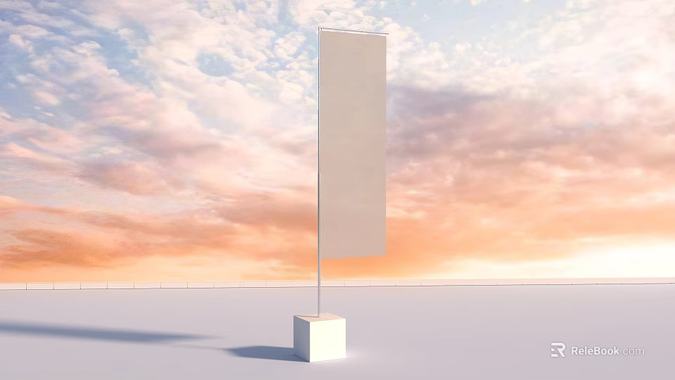 White Commercial Banner Stand With Square Base For Outdoor Advertising 3d model 