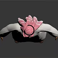 3D Game Movie Character In Traditional White Robe With Pink Headscarf And Black Agal