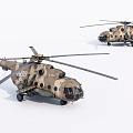Two Military Camouflage Helicopters With Red Star Markings And Number 707 On White Background