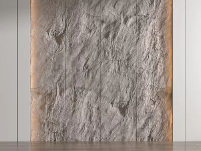 Modern Bedroom Accent Wall With Textured Stone Surface And Soft Lighting 3d model